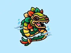 Quetzalcoatl动物蛇神话蛇尾巴牙齿雨风文化文化人物吉祥物插图可爱龙可爱可怕神阿兹台克quetzalcoatl