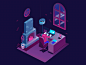 Gamer People fire rain neon vector illustration flat animation motion graphics gamer gamers isometric isometric illustration after effects gif