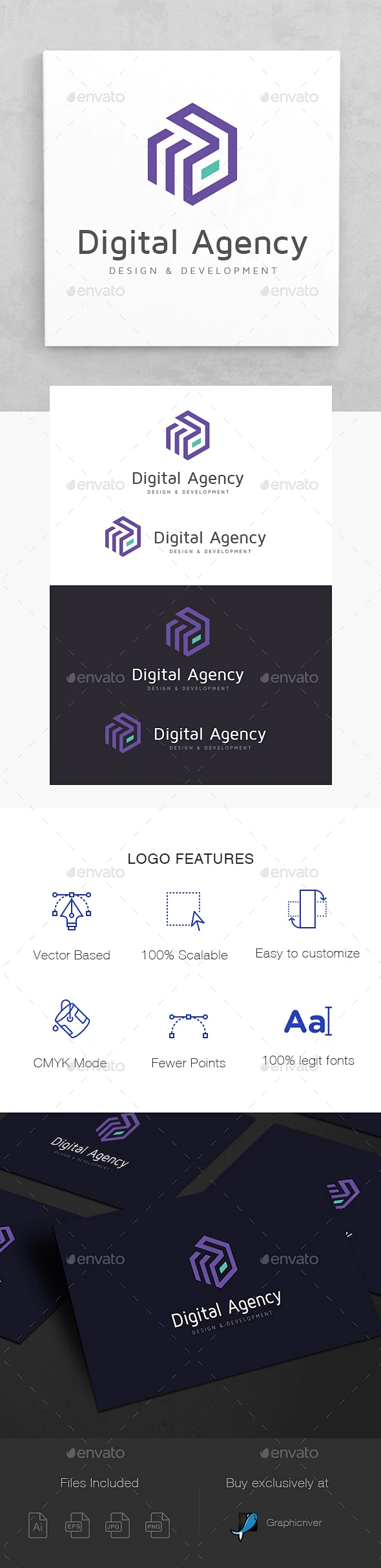 数字机构标志模板——字母标志模板Digital Agency Logo Template - Letters Logo Templates业务,立方体,立方,隔间,d,d字母,数据,设计,设计师,开发、数字、方向,信,销售 business, cube, cubic, cubicle, d, d letter, data, design, designer, development, digital, direction, letter, marketing