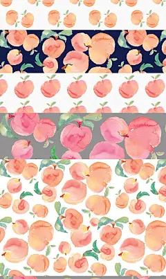 手绘水彩水蜜桃设计素材Watercolor-Peach-Patterns-Peaches #231607-设计元素-美工云(meigongyun.com)