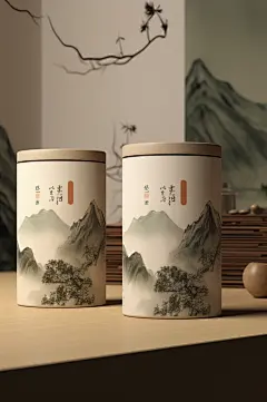 AI数字艺术茶叶罐装包装样机模型