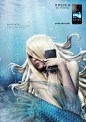 Sony Xperia - epically submersible : This is an initiative i created as a fan of Sony for Xperia - the worlds first waterproof phone. Two print ads featuring epic underwater creatures using the phone to take selfles.