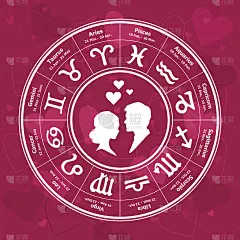 爱情占星术在圈子里。矢量图