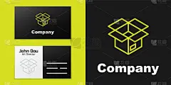 解盒图标孤立在黑色背景上。Logo设计模板元素。向量