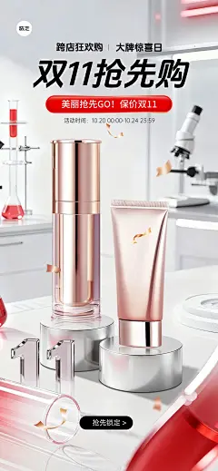 双11营销通用促销亚克力展台全屏竖版海报AIGC