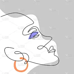 抽象超现实的面孔，创造性的艺术手绘线条