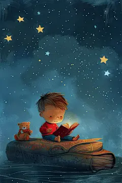 读书爱好插画手绘