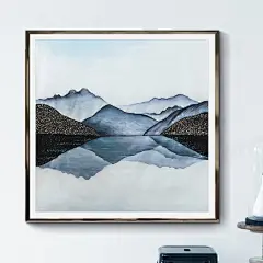 现代简约中式山水装饰画手工石子拼贴风景壁画客厅房间办公室挂画-淘宝网