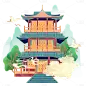 金边国潮风-城市建筑地标主题