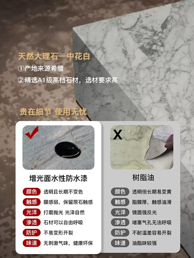 意式轻奢极简天然大理石茶几大小户型现代简...
