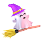 Witch On Broom 3D Icon