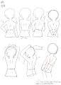 #莫那CG绘画学院# 分享一组人体姿势的练习素材，从侧面到正背面的角度动态，宝宝们要多加练习哦！