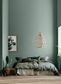 chambre relaxante en camaïeu buance de vert mur peinture vert sauge nature zen #hygge #zen #chambre #fengshui #interior #vertdegris #vertsauge #sagegreen #bedroom