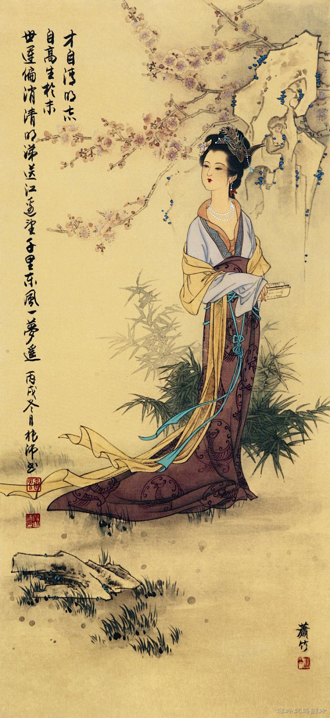 潇竹工笔-探春 (750×1633)