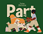 animal dog flat illustration poster Procreate Retro shapes color