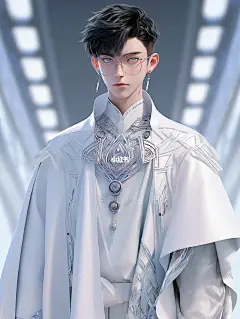 国风赛博-白色系未来感穿搭-眼镜男头像壁纸