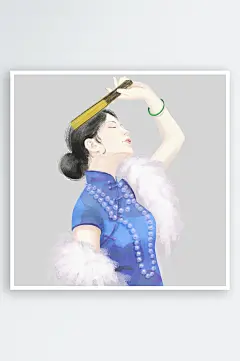 中国风手绘旗袍美女古典美女民国美女-众图网