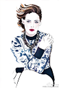 #时尚# #插画#-- 优雅的帅气 -- #Kristen Stewart# 小K登上美国《Marie Claire》8月刊。