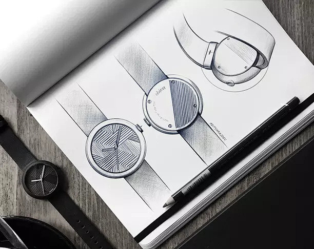 手绘圆的产品很难画超精致的手表设计草图