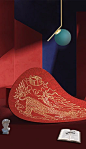 中式麒麟地毯国风红色茶几垫卧室床边圆毯