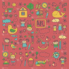 涂鸦向量幼儿园元素