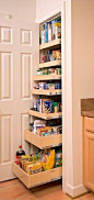 Of course I love this...if only I had a house....wonder if my friend's husband could build this for me...lol....Candace, whatcha think?  Slide out pantry shelves- this is great because I always forget about the stuff I pack into the back of the pantry!