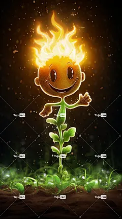 一个脸上挂着微笑他正在地里浇灌他的小植物种子海报