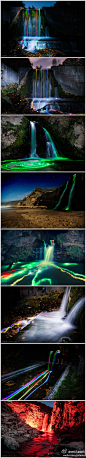 悠乐马旅游网这是由摄影师Sean Lenz和Kristoffer Abildgaard合作完成的作品“霓虹灯彩虹”。他们把通电荧光棒放在水中，并结合火把、头灯和月光等光线，利用长时间曝光拍摄出这样一幅幅流光溢彩的创意作品。