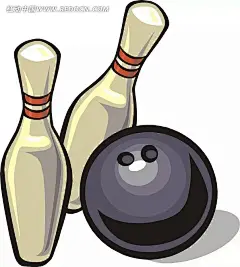 手绘保龄球边上的保龄球瓶保龄球瓶|插画|黑色保龄球|卡通画|生活百科|矢量素材|手绘|体育用品|黑色名片|黑色画册|黑色手提袋|黑色名片模板