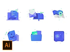 Blue random Icons .Ai