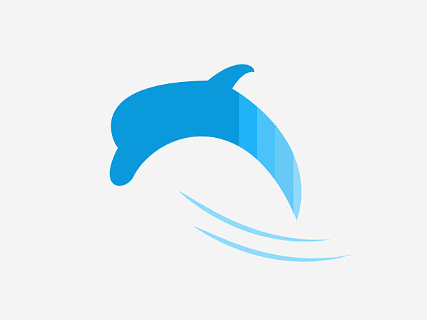 简约蓝色海豚简图图标高清素材 大海 扁平...