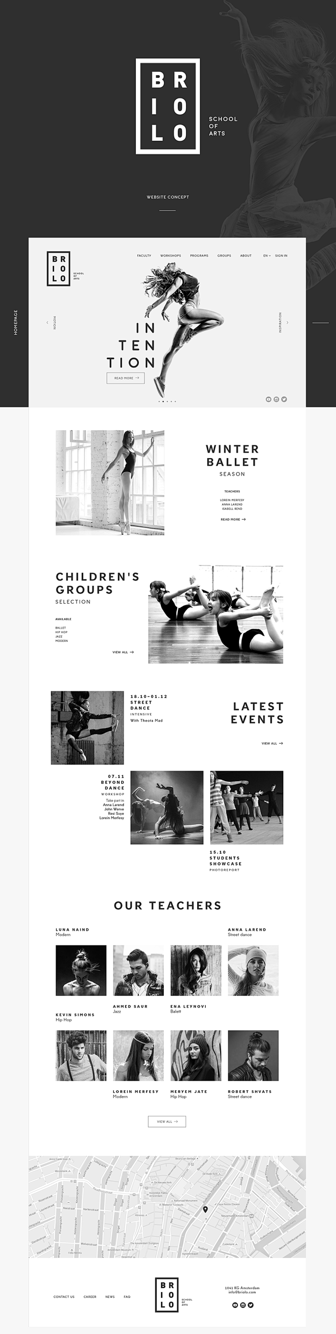 黑白灰舞蹈视觉网页设计欣赏-字体传奇网-...