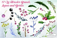 手绘水彩可爱圣诞节卡通动物树叶雪花PNG免抠图片装饰设计素材-淘宝网