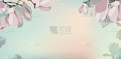 水平弹簧背景。矢量插图设计与盛开的木兰