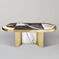 Modern "Half Moon" Marble and Brass or Gold-Plated Dining Table Designed by Lara Bohinc For Sale