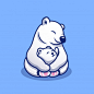 北极熊母子，卡通矢量图插画矢量图素材