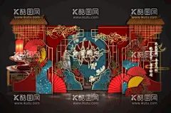 新中式古风婚礼  - 源文件下载【酷图网】新中式,中式婚礼,古风婚礼,古代婚礼,婚礼效果图,新中式婚礼,屋檐,红色婚礼效果,红金婚礼,纸扇