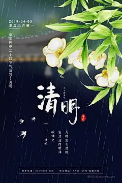 清明文明祭祀中国节气海报 (3)