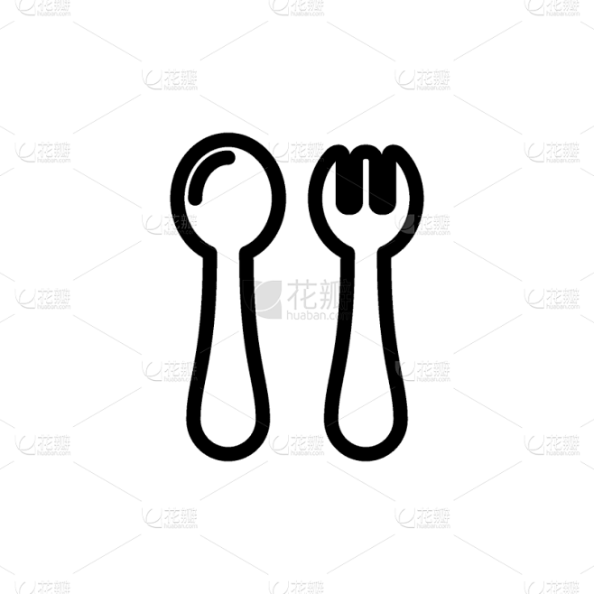 轮廓,计算机图标,婴儿勺,瘦弱,符号,成...