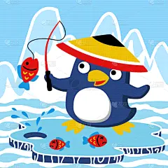 企鹅,卡通,时间,可爱的,食品,雪,壁纸,钓鱼,问候,午餐