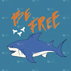 可爱的鲨鱼手绘素描