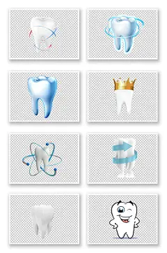 卡通手绘牙齿牙科素材