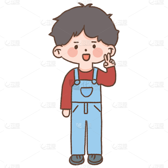 卡通小男孩Q版情人节形象贴纸