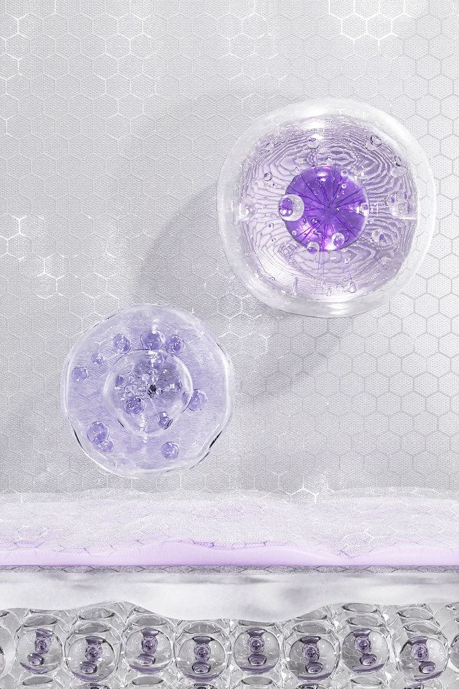 C4D紫色 3D立体细胞层海报美妆美业分...