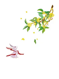 桂花树与兔子  - 源文件下载【酷图网】桂花树与兔子,桂花树,兔子,玉兔,树枝