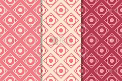 樱桃红几何图案。无缝模式集