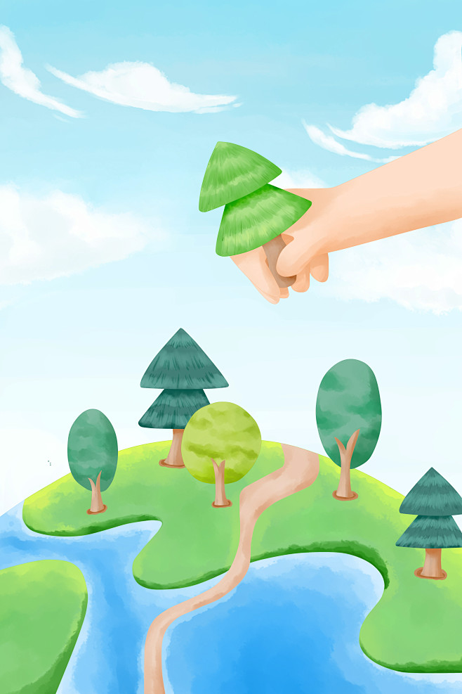 植树节插画 插图，环保，绿化，
