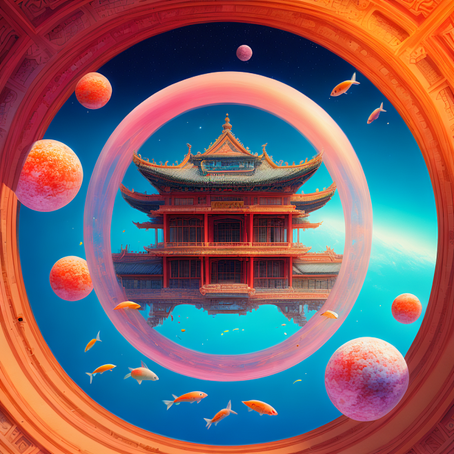 咒语：宇宙空间有一个中国古代建筑，中国古...