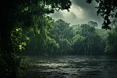自然下雨雨天雨水暴雨倾盆大雨摄影图图片