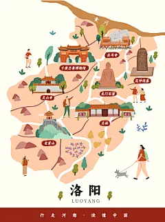 洛阳景点手绘